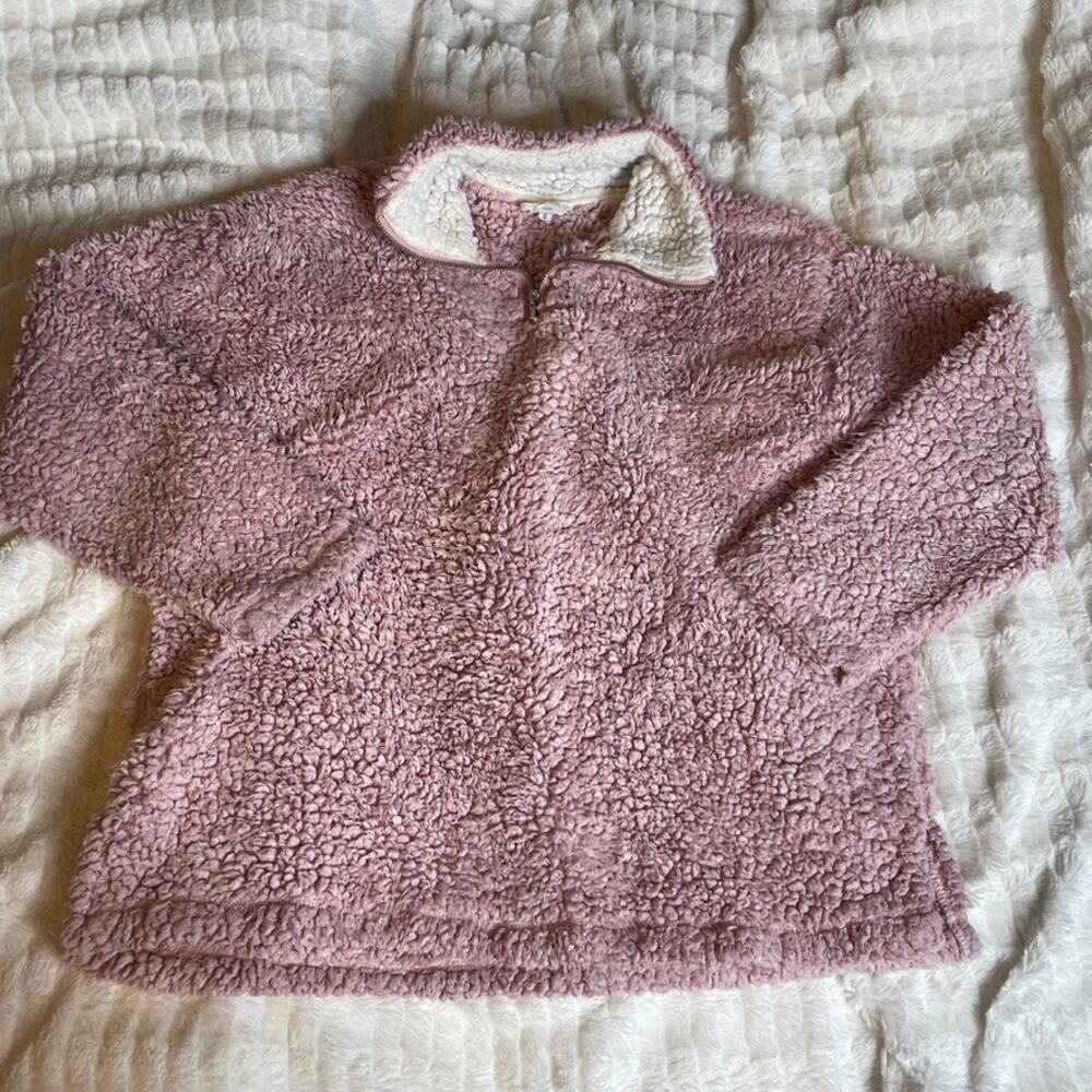 PEACH LOVE‎ Pink Collared Small Zip Teddy Jacket White